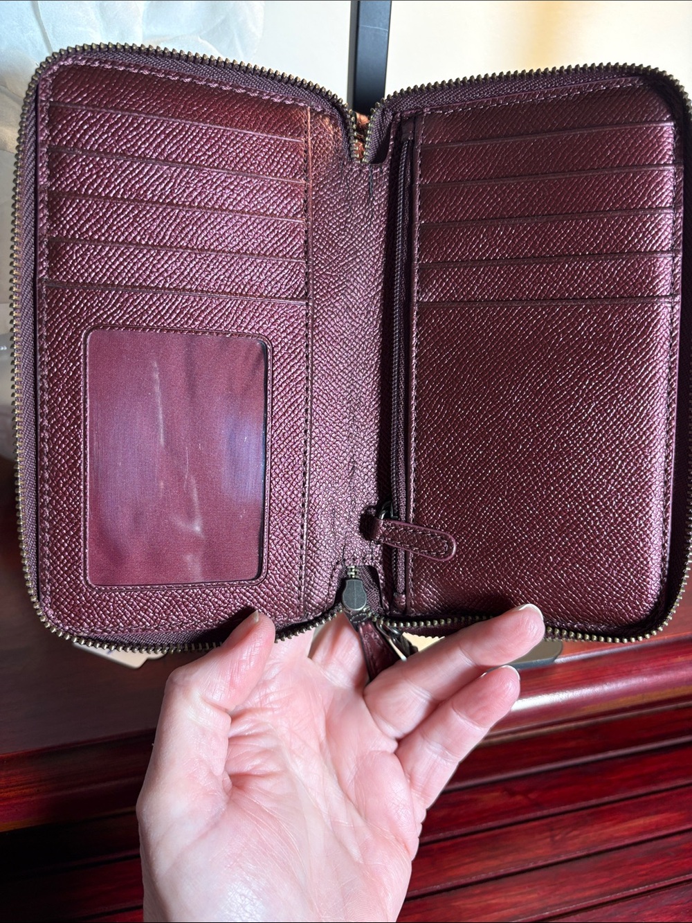 Coach Sparkle Zip-Around Wristlet Wallet in Plum - Picture 8 of 10